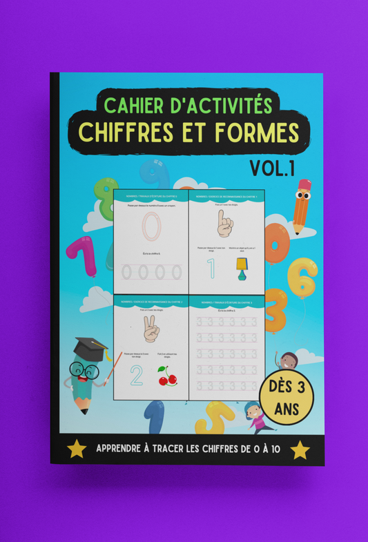 Cahier d’activités | Apprendre à tracer les chiffres de 0 à 10 en s’amusant 💛